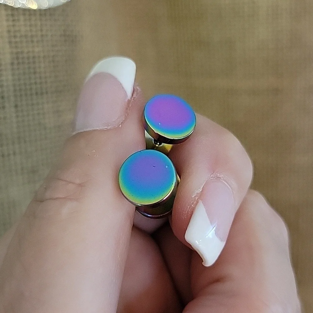 🔥LAST PAIR🔥 OILSLICK BARBELL GAUGE STYLE EARRINGS